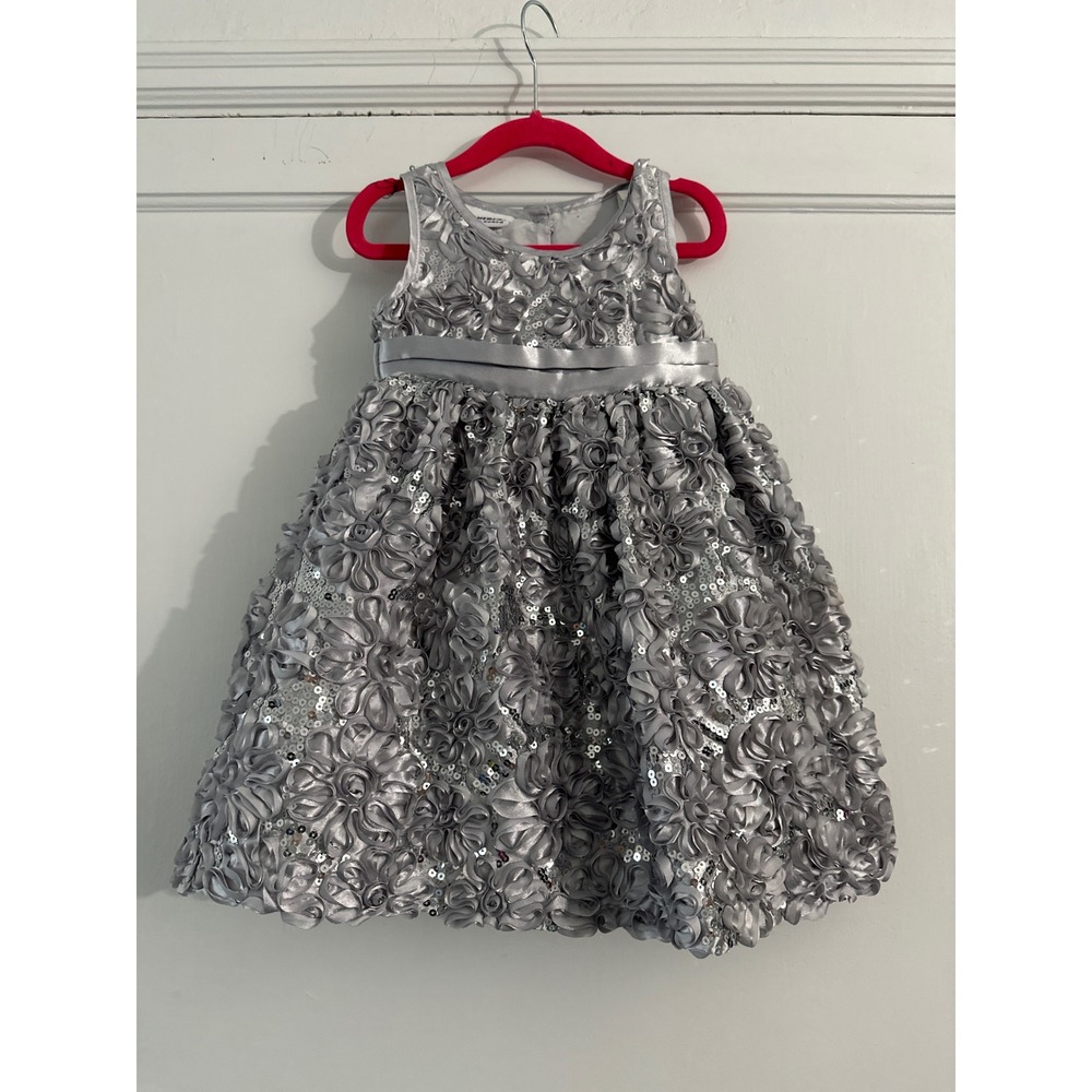 Blueberry Boulevard Silver Sequin Rosette Party Dress 24M Baby‎ Girls ROB14751S